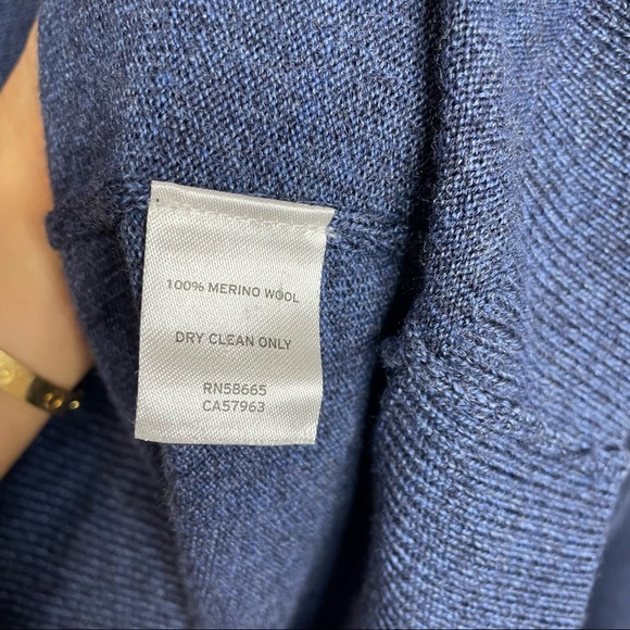 Nordstrom Sweater Pullover V-Neck Blue 100% Italian Merino Wool - Picture 6 of 6
